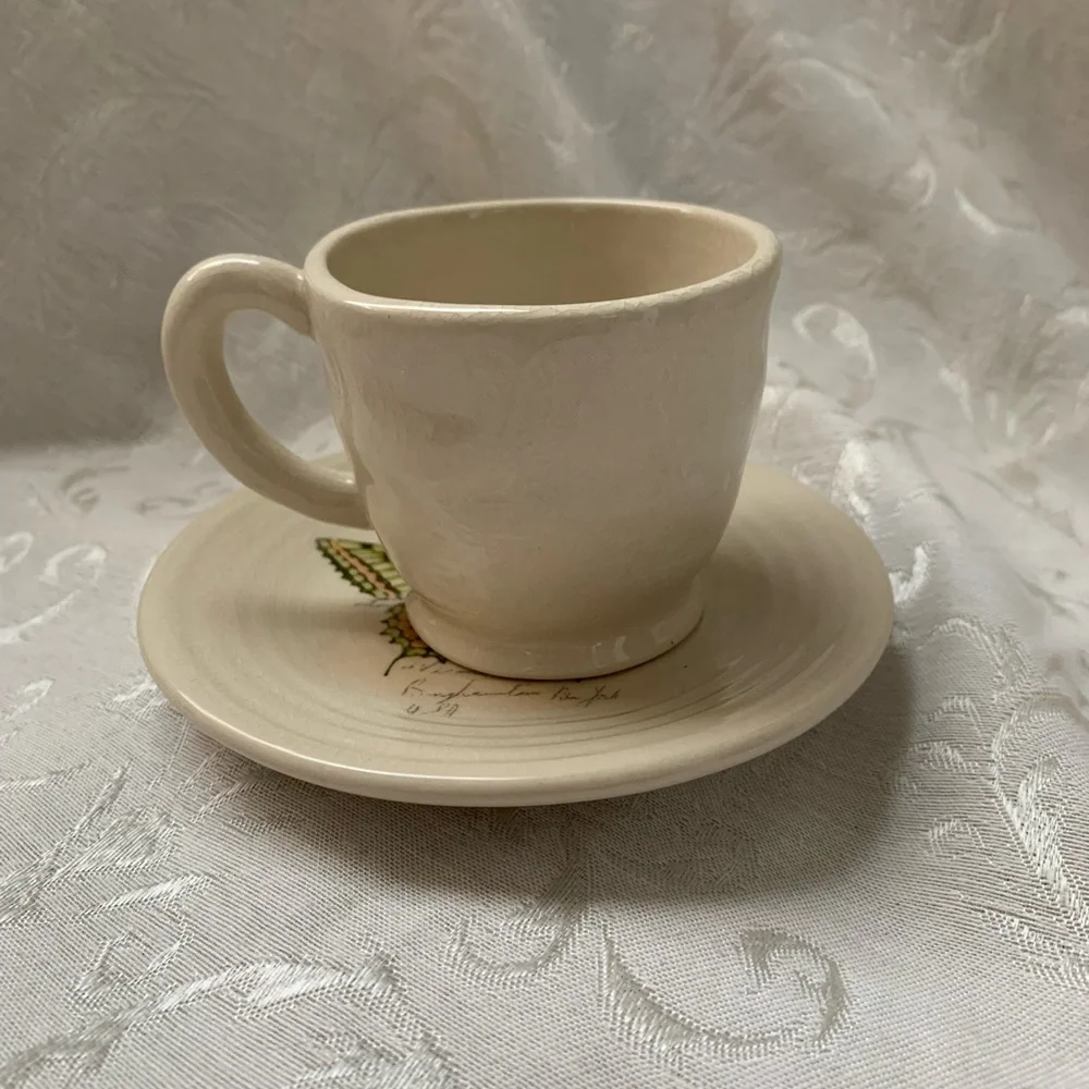 Butterfly Dragonfly Cup And Saucer Tea light/votive Holder ? Unmarked Cottage